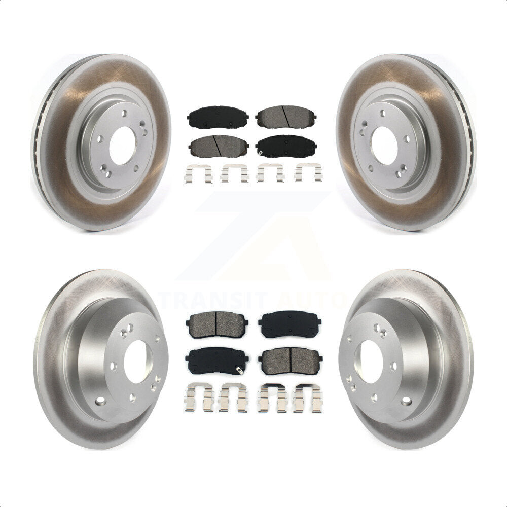 Front Rear Coated Disc Brake Rotors And Semi-Metallic Pads Kit For 2015-2019 Kia Sedona KGS-101853 by Transit Auto