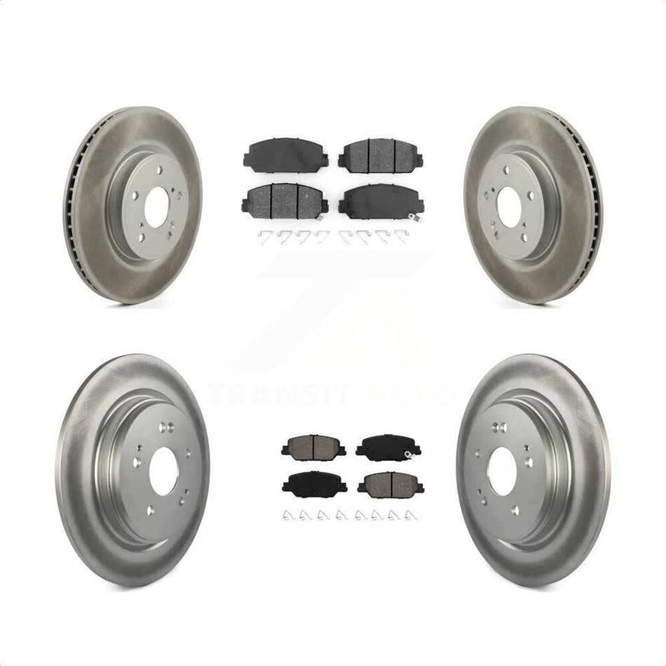 Front Rear Coated Disc Brake Rotors And Semi-Metallic Pads Kit For Honda CR-V KGS-101854 by Transit Auto