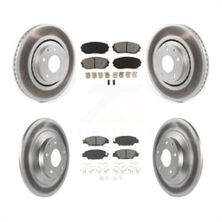 Front Rear Coated Disc Brake Rotors And Semi-Metallic Pads Kit For 2019-2022 Mazda CX-5 Turbocharged KGS-101855