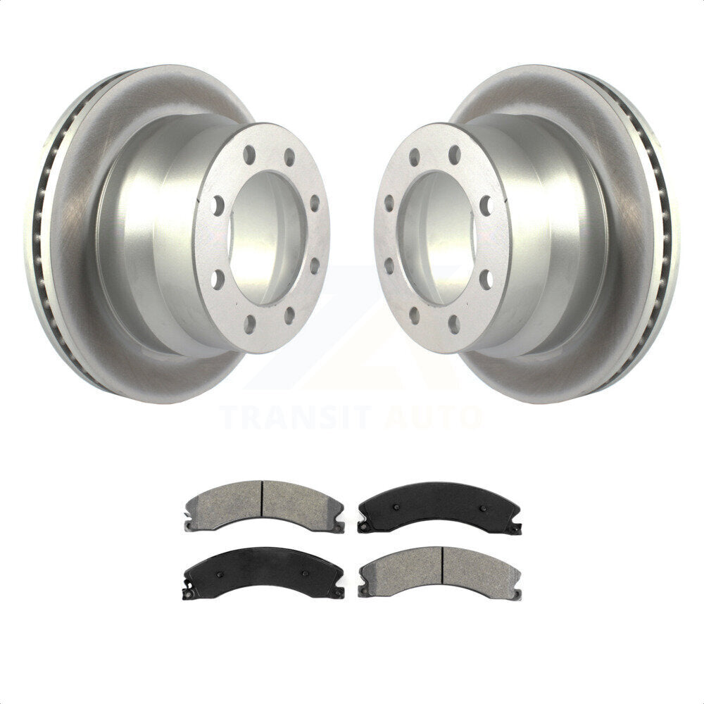 Rear Coated Disc Brake Rotors And Semi-Metallic Pads Kit For Chevrolet Express 3500 GMC Savana 4500 KGS-101858 by Transit Auto