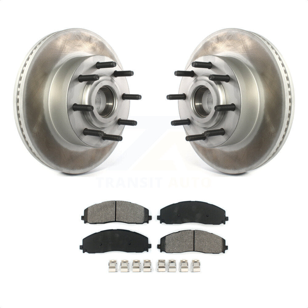 Front Coated Disc Brake Rotors Hub Assembly And Semi-Metallic Pads Kit For Ford F-250 Super Duty F-350 KGS-101879 by Transit Auto