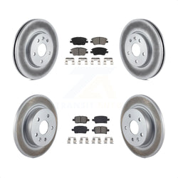 Front Rear Coated Disc Brake Rotors And Semi-Metallic Pads Kit For 2016 Chevrolet Cruze With 268mm Diameter Rotor KGS-101938