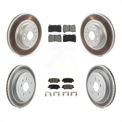 Front Rear Coated Disc Brake Rotors And Semi-Metallic Pads Kit For Cadillac CTS With 18" Factory Wheels KGS-101944