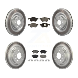 Front Rear Coated Disc Brake Rotors And Semi-Metallic Pads Kit For 2014-2020 Fiat 500L KGS-101951