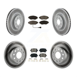 Front Rear Coated Disc Brake Rotors And Semi-Metallic Pads Kit For 2015 Volkswagen GTI With Performance Package KGS-101954