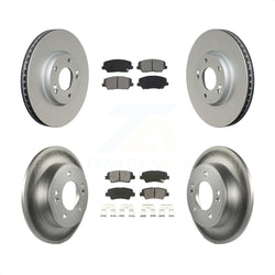 Front Rear Coated Disc Brake Rotors And Semi-Metallic Pads Kit For Kia Forte Forte5 SX KGS-101956