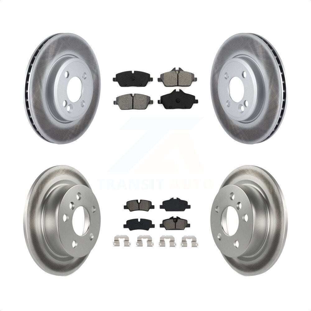 Front Rear Coated Disc Brake Rotors And Semi-Metallic Pads Kit For 2015 Mini Cooper 2.0L 1.5L With 280mm Diameter Rotor 4 Lug Wheels KGS-101963 by Transit Auto