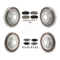 Front Rear Coated Disc Brake Rotors And Semi-Metallic Pads Kit For 2016-2022 Mazda CX-9 KGS-101998