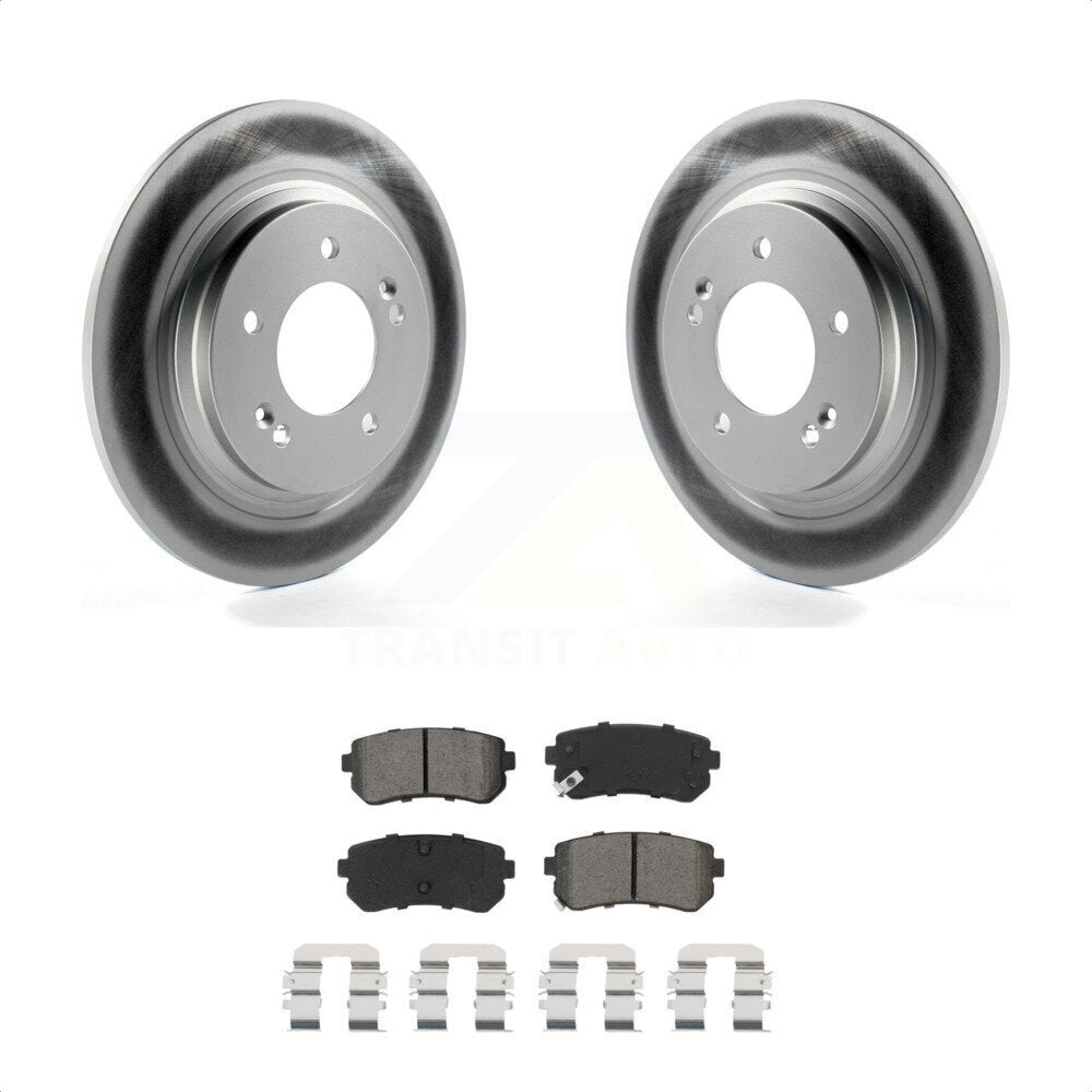 Rear Coated Disc Brake Rotors And Semi-Metallic Pads Kit For 2016 Kia Optima LX EX 1.6T With Electric Parking KGS-102020 by Transit Auto