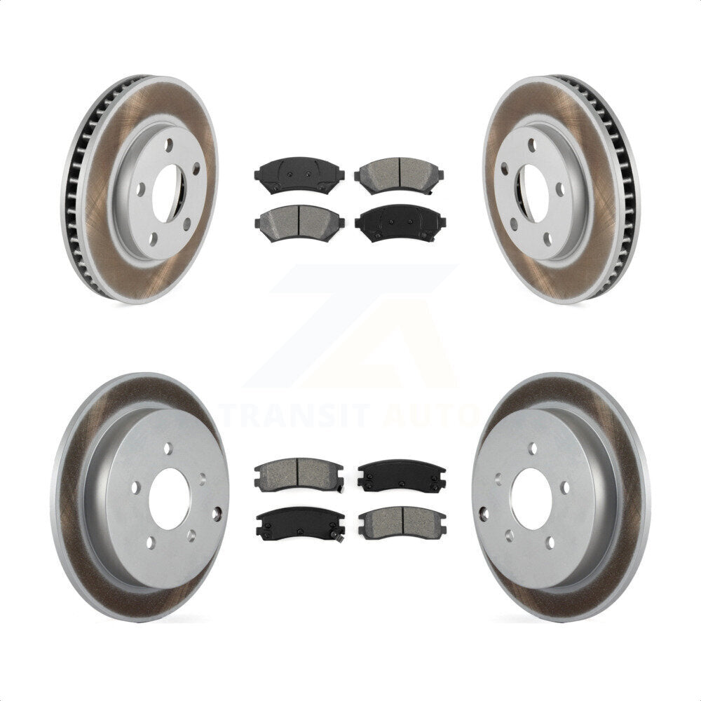 Front Rear Coated Disc Brake Rotors And Semi-Metallic Pads Kit For 2002-2004 Pontiac Montana FWD with rear brakes KGS-102037 by Transit Auto