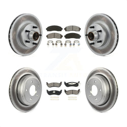 Front Rear Coated Disc Brake Rotors And Semi-Metallic Pads Kit For 2010-2011 Ford Ranger RWD KGS-102078