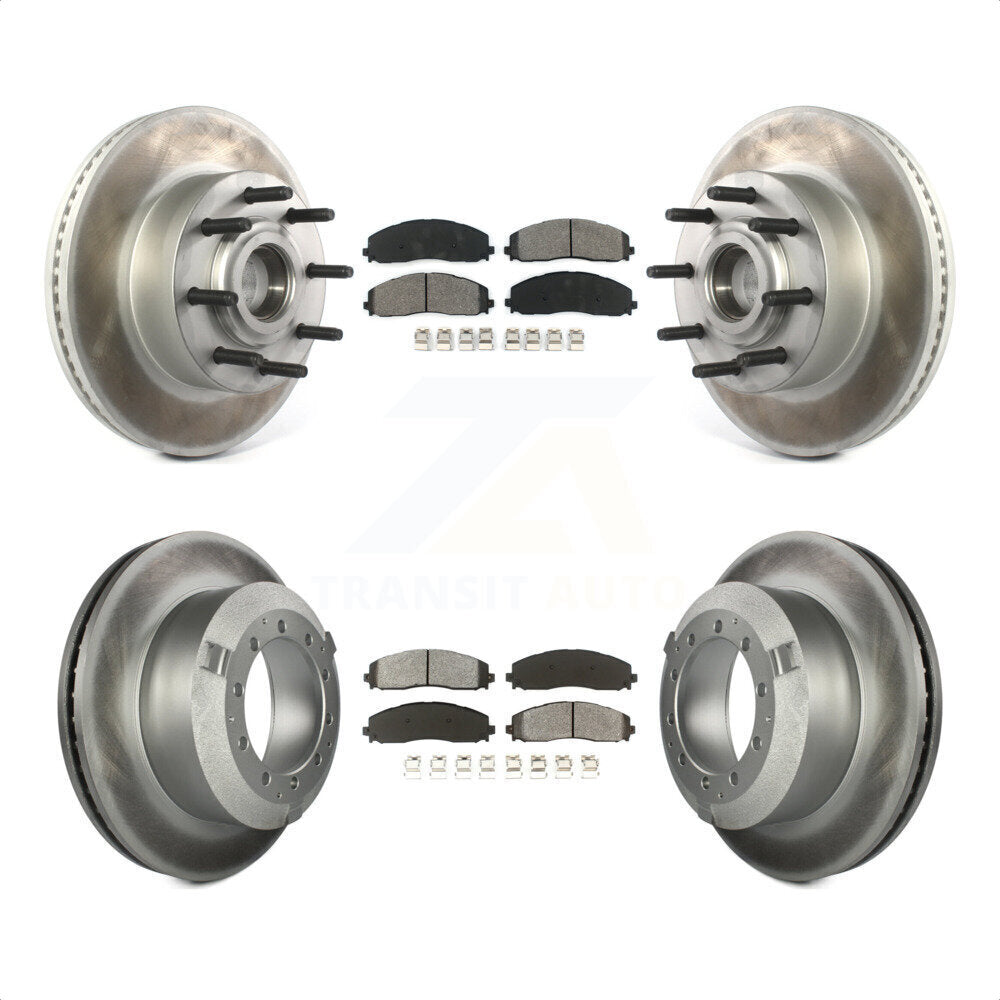 Front Rear Coated Disc Brake Rotors And Semi-Metallic Pads Kit For 2015-2016 Ford F-350 Super Duty Cab & Chassis with RWD With Single Wheels KGS-102079 by Transit Auto