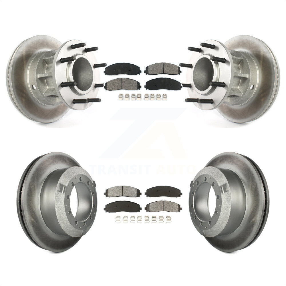 Front Rear Coated Disc Brake Rotors And Semi-Metallic Pads Kit For 2015-2016 Ford F-350 Super Duty Cab & Chassis with RWD With Dual Wheels KGS-102082 by Transit Auto