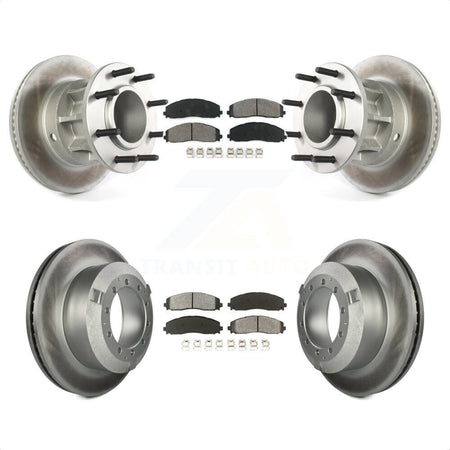 Front Rear Coated Disc Brake Rotors And Semi-Metallic Pads Kit For 2015-2016 Ford F-350 Super Duty Cab & Chassis with RWD With Dual Wheels KGS-102082 by Transit Auto