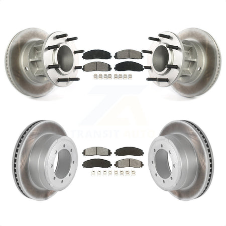 Front Rear Coated Disc Brake Rotors And Semi-Metallic Pads Kit For Ford F-350 Super Duty F-250 With Dual Wheels KGS-102084 by Transit Auto