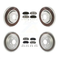 Front Rear Coated Disc Brake Rotors And Semi-Metallic Pads Kit For Acura RLX KGS-102090