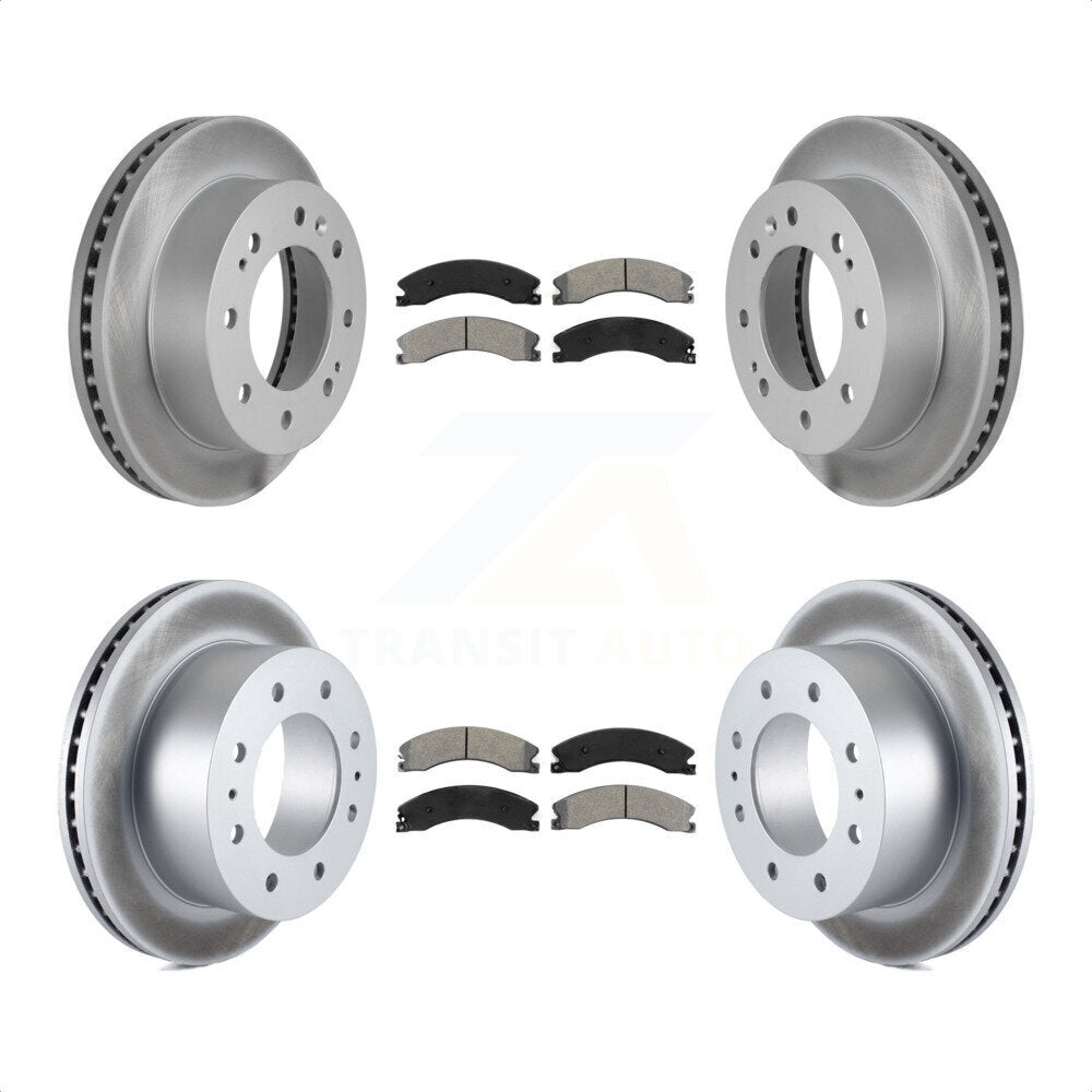 Front Rear Coated Disc Brake Rotors And Semi-Metallic Pads Kit For Chevrolet Silverado 2500 HD GMC Sierra 3500 Suburban KGS-102103 by Transit Auto