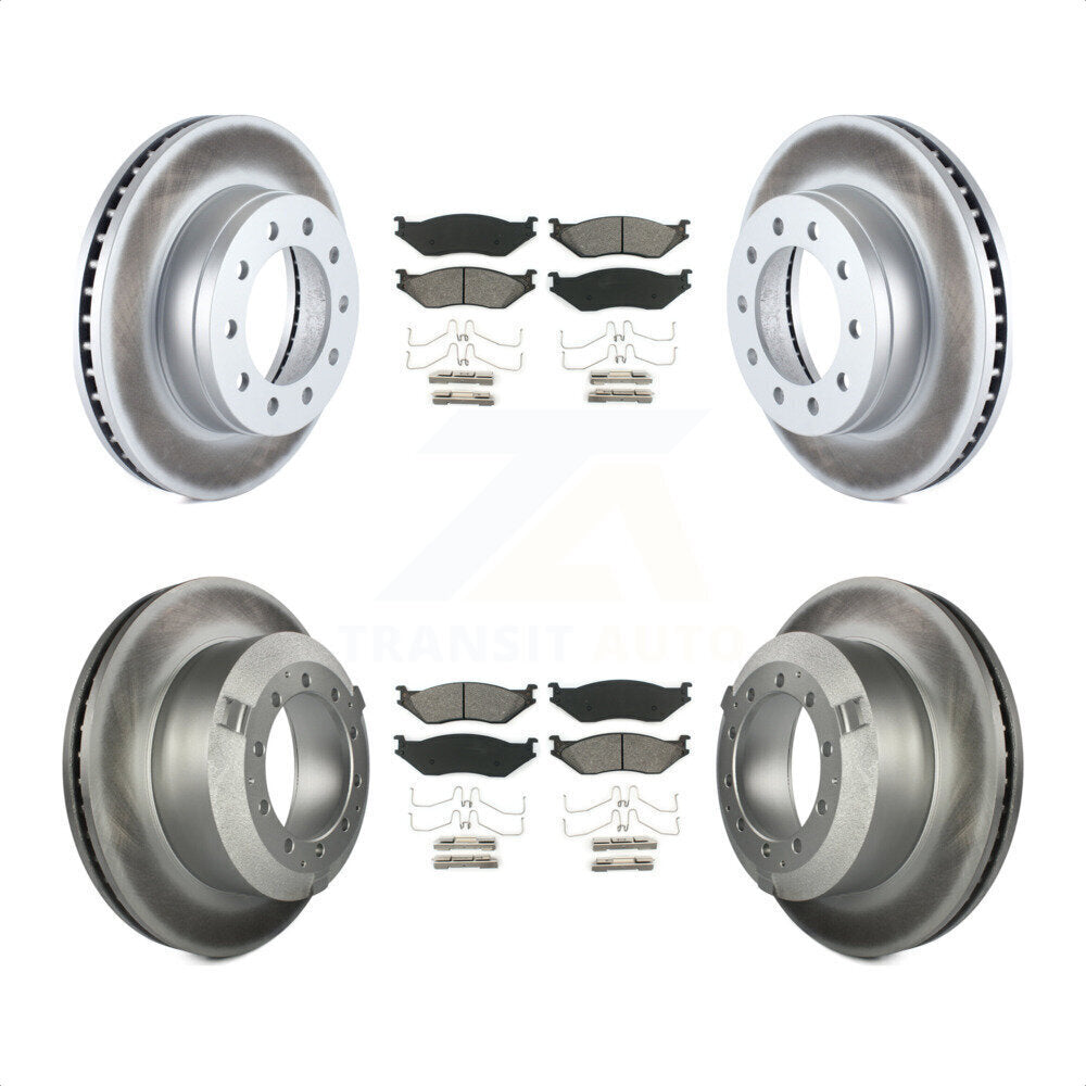 Front Rear Coated Disc Brake Rotors And Semi-Metallic Pads Kit For Ford F-450 Super Duty F-550 International CF500 CF600 KGS-102104 by Transit Auto