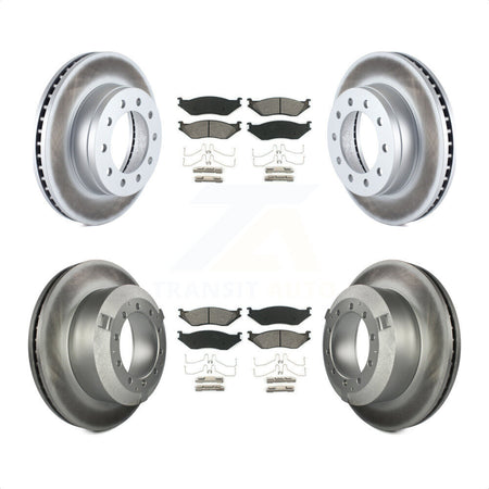 Front Rear Coated Disc Brake Rotors And Semi-Metallic Pads Kit For Ford F-450 Super Duty F-550 International CF500 CF600 KGS-102104 by Transit Auto