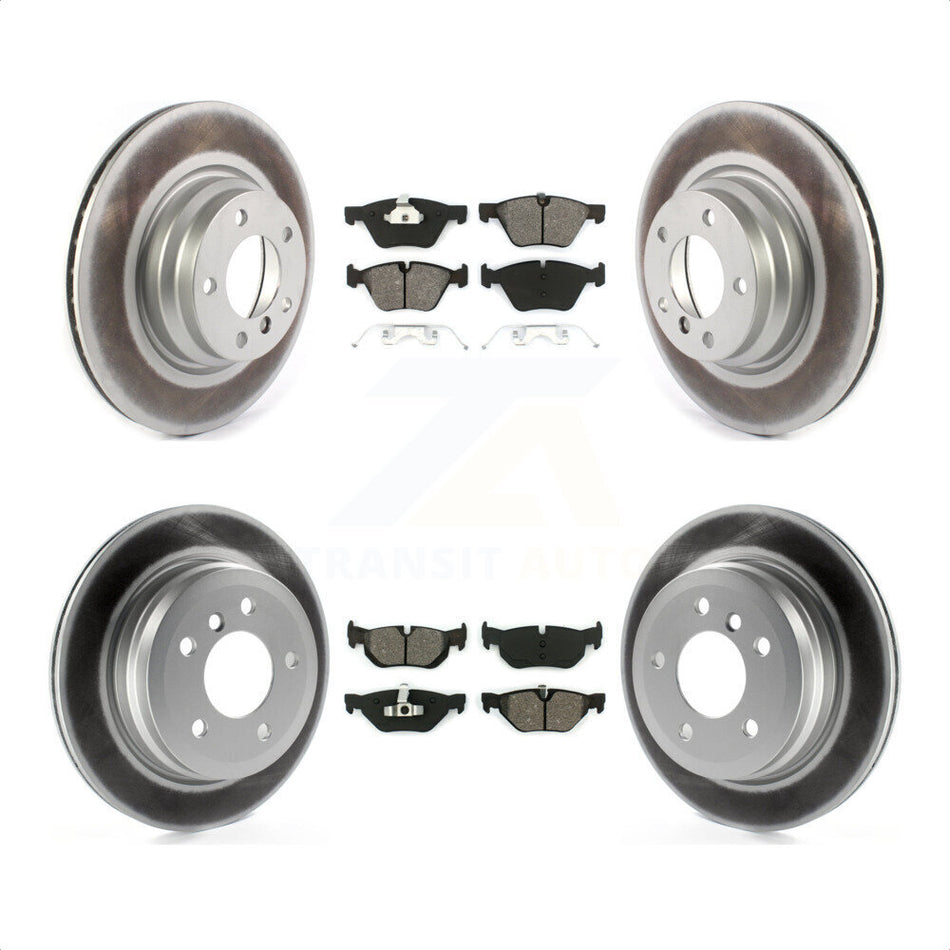 Front Rear Coated Disc Brake Rotors And Semi-Metallic Pads Kit For 2012 BMW X1 xDrive28i With 300mm Diameter Rotor KGS-102108 by Transit Auto