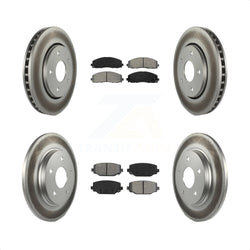Front Rear Coated Disc Brake Rotors And Semi-Metallic Pads Kit For 2017-2018 Dodge Grand Caravan With Single Piston Caliper KGS-102118