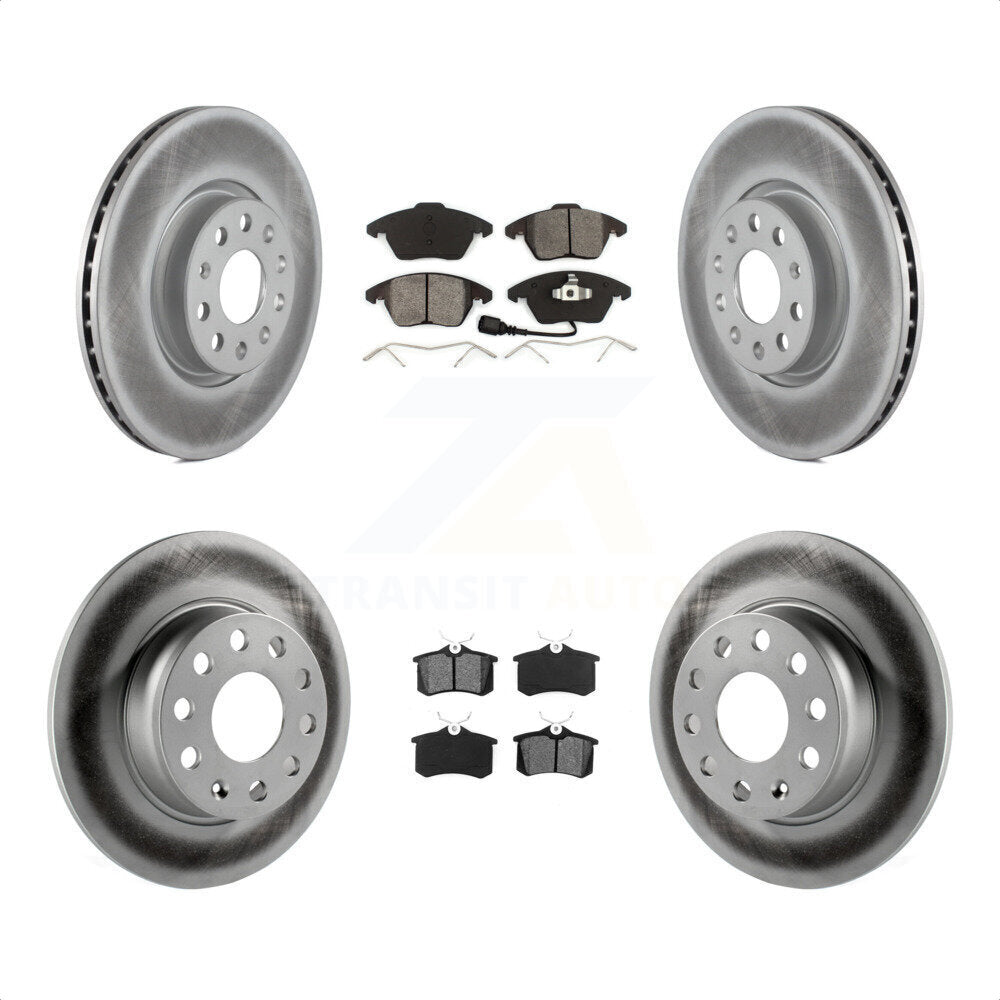 Front Rear Coated Disc Brake Rotors And Semi-Metallic Pads Kit For 2014 Volkswagen Beetle R-Line GSR With 272mm Diameter Rotor KGS-102120 by Transit Auto