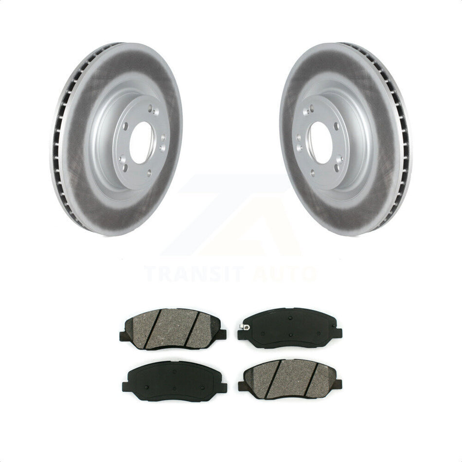 Front Coated Disc Brake Rotors And Semi-Metallic Pads Kit For 2009-2011 Hyundai Genesis 3.8L KGS-102135 by Transit Auto