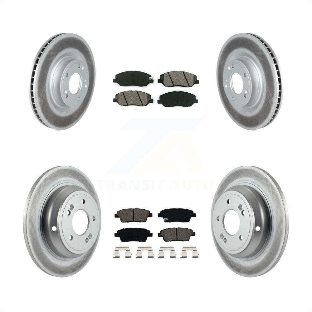 Front Rear Coated Disc Brake Rotors And Semi-Metallic Pads Kit For Hyundai Genesis 3.8L KGS-102145 by Transit Auto