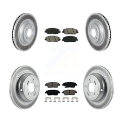 Front Rear Coated Disc Brake Rotors And Semi-Metallic Pads Kit For Hyundai Genesis 3.8L KGS-102145