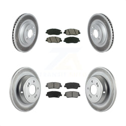 Front Rear Coated Disc Brake Rotors And Semi-Metallic Pads Kit For Hyundai Genesis 3.8L KGS-102146