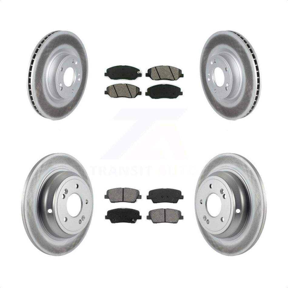 Front Rear Coated Disc Brake Rotors And Semi-Metallic Pads Kit For Hyundai Genesis 3.8L KGS-102146 by Transit Auto