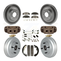 Front Rear Coated Disc Brake Rotors Semi-Metallic Pads And Drum Kit (9Pc) For Ford Focus KGS-102159