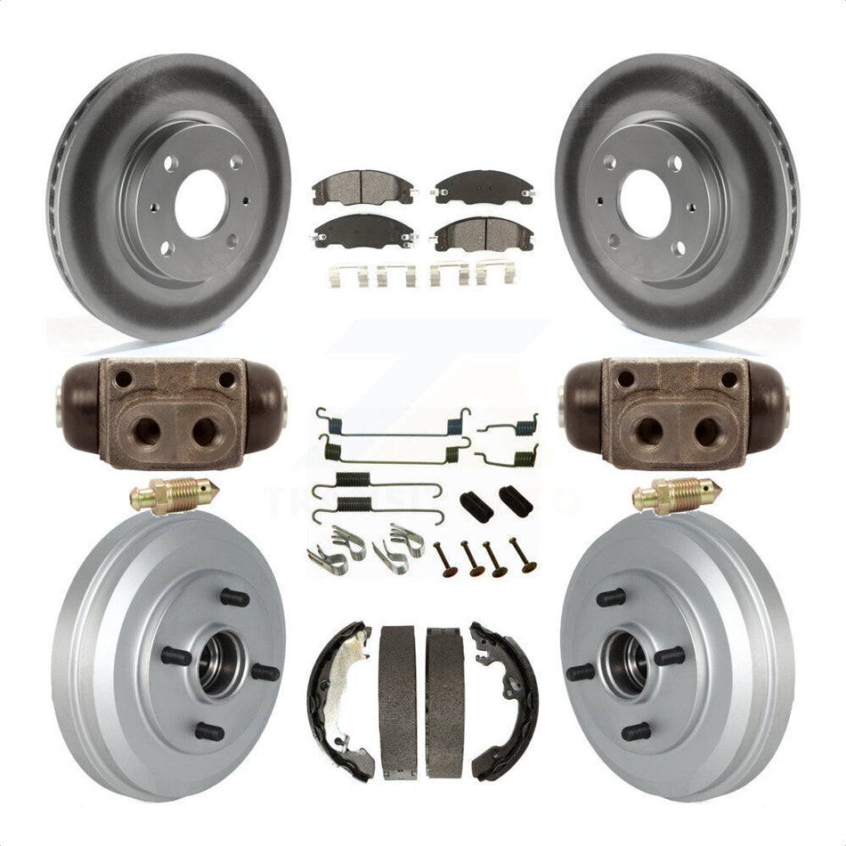 Front Rear Coated Disc Brake Rotors Semi-Metallic Pads And Drum Kit (9Pc) For Ford Focus KGS-102159 by Transit Auto