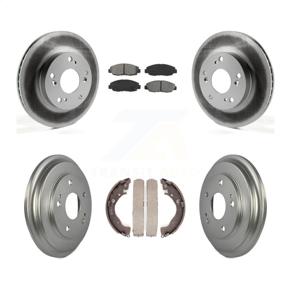 Front Rear Coated Disc Brake Rotors Semi-Metallic Pads And Drum Kit For Honda Civic KGS-102172 by Transit Auto