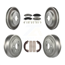 Front Rear Coated Disc Brake Rotors Semi-Metallic Pads And Drum Kit For 2008-2008 Chevrolet Silverado 1500 GMC Sierra With Vehicles Using Hold Down Pins KGS-102181
