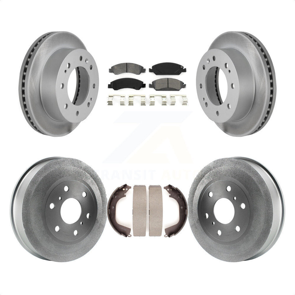 Front Rear Coated Disc Brake Rotors Semi-Metallic Pads And Drum Kit For 2011 Chevrolet Silverado 1500 Hybrid KGS-102184 by Transit Auto