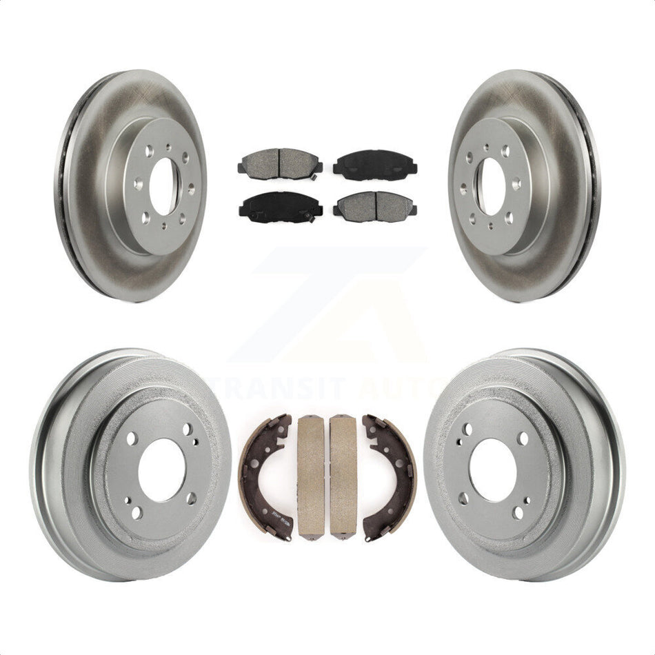 Front Rear Coated Disc Brake Rotors Semi-Metallic Pads And Drum Kit For Honda Civic Acura EL KGS-102221 by Transit Auto