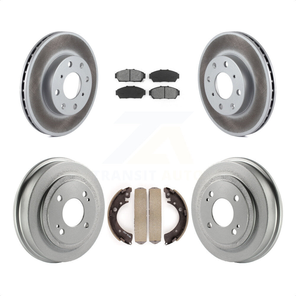 Front Rear Coated Disc Brake Rotors Semi-Metallic Pads And Drum Kit For 1994-1995 Honda Civic EX with Sedan Automatic transmission Non-ABS KGS-102224 by Transit Auto