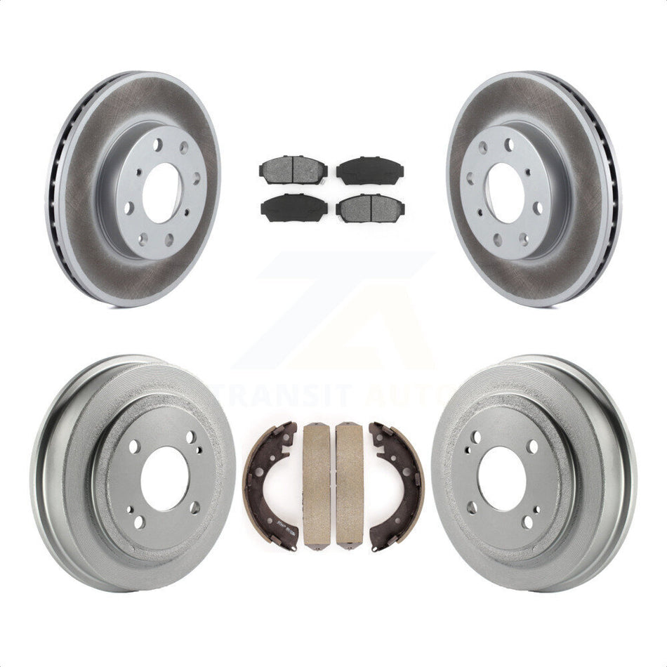 Front Rear Coated Disc Brake Rotors Semi-Metallic Pads And Drum Kit For 1994-1995 Honda Civic EX with Sedan Automatic transmission Non-ABS KGS-102224 by Transit Auto