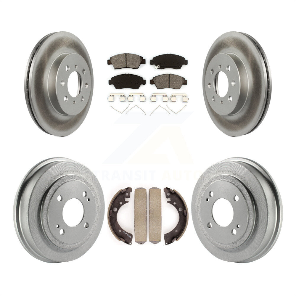 Front Rear Coated Disc Brake Rotors Semi-Metallic Pads And Drum Kit For 2007-2008 Honda Fit KGS-102225 by Transit Auto