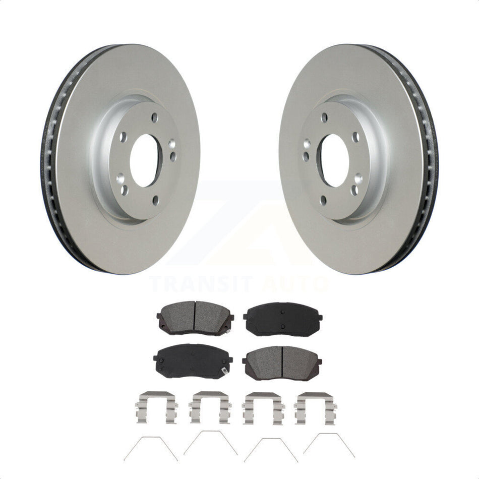 Front Coated Disc Brake Rotors And Semi-Metallic Pads Kit For 2017-2019 Kia Soul EV KGS-102251 by Transit Auto