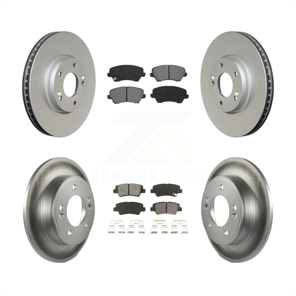 Front Rear Coated Disc Brake Rotors And Semi-Metallic Pads Kit For 2017 Kia Forte Koup SX KGS-102265 by Transit Auto