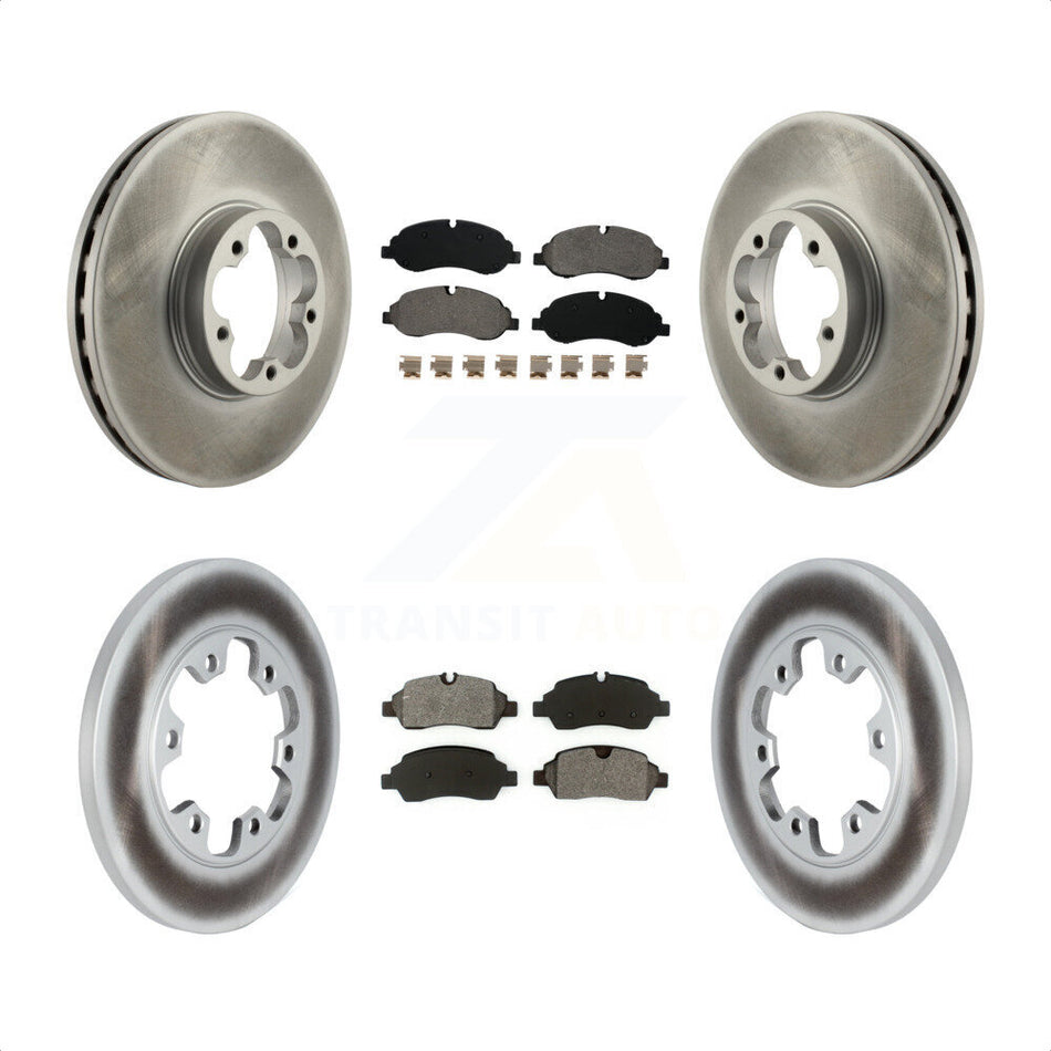 Front Rear Coated Disc Brake Rotors And Semi-Metallic Pads Kit For 2015-2019 Ford Transit-350 HD With 6 Lug Wheels KGS-102267 by Transit Auto