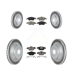 Front Rear Coated Disc Brake Rotors And Semi-Metallic Pads Kit For 2010-2011 Mercedes-Benz E550 Coupe With 320mm Diameter Rotor KGS-102279