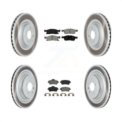 Front Rear Coated Disc Brake Rotors And Semi-Metallic Pads Kit For Mercedes-Benz GLS450 GL450 GL350 Without Sport Package KGS-102286