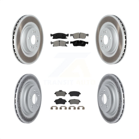 Front Rear Coated Disc Brake Rotors And Semi-Metallic Pads Kit For 2016-2017 Mercedes-Benz GLE400 Without Sport Package KGS-102287 by Transit Auto