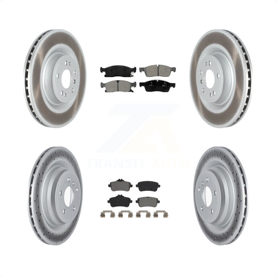 Front Rear Coated Disc Brake Rotors And Semi-Metallic Pads Kit For 2016-2017 Mercedes-Benz GLE400 Without Sport Package KGS-102287 by Transit Auto