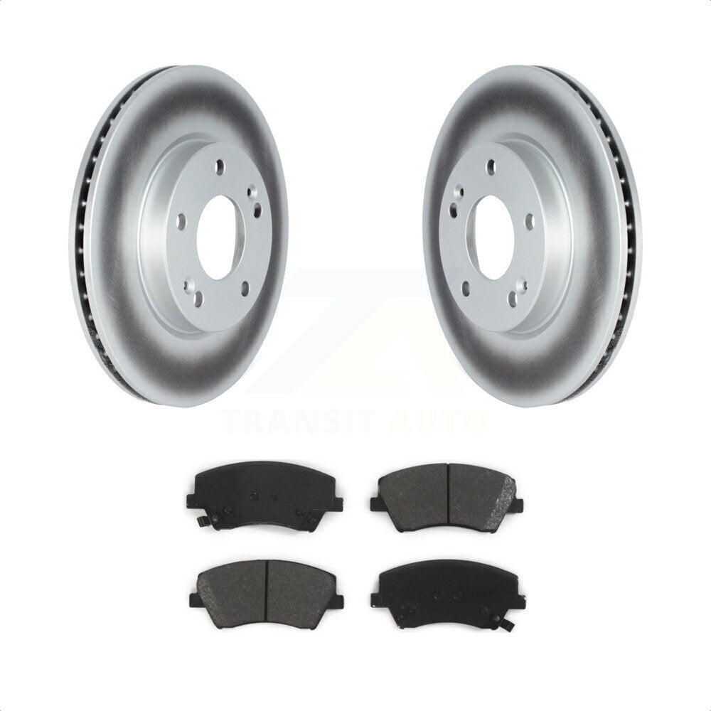 Front Coated Disc Brake Rotors And Semi-Metallic Pads Kit For Kia Niro Hyundai Ioniq KGS-102328 by Transit Auto