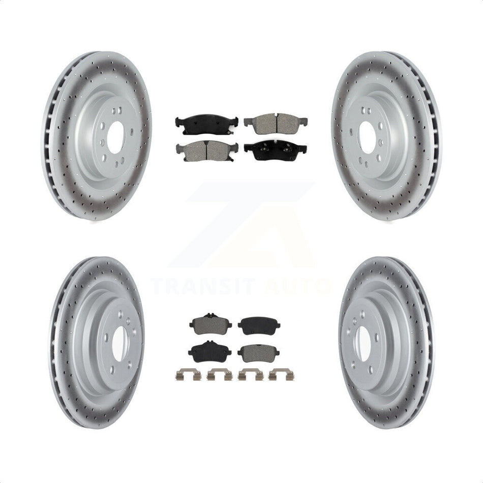 Front Rear Coated Disc Brake Rotors And Semi-Metallic Pads Kit For 2016-2017 Mercedes-Benz GLE400 With AMG Package KGS-102353 by Transit Auto