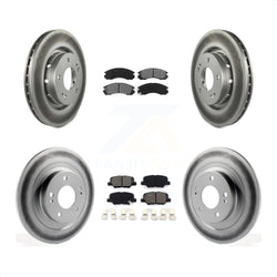Front Rear Coated Disc Brake Rotors And Semi-Metallic Pads Kit For 2018-2020 Mitsubishi Outlander PHEV With Manual Parking KGS-102393